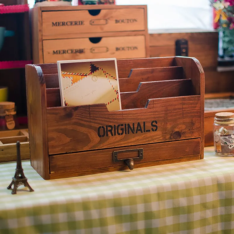 3 gird с ящиком деревянные ретро коробки для хранения дома офисный Рабочий стол