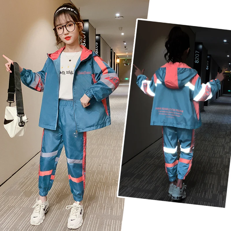 

2021 Girls Sports Clothing Set Children Spring Autumn Sport Suit Long Sleeve Kids Hoodies Tracksuits Clothes 4 6 8 10 12 Years