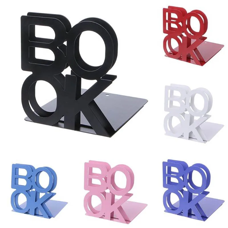 

2 Pcs Alphabet Book Shaped Metal Bookends Iron Support Holder Desk Accessories Stands for Books Support Holder Bookends SP99