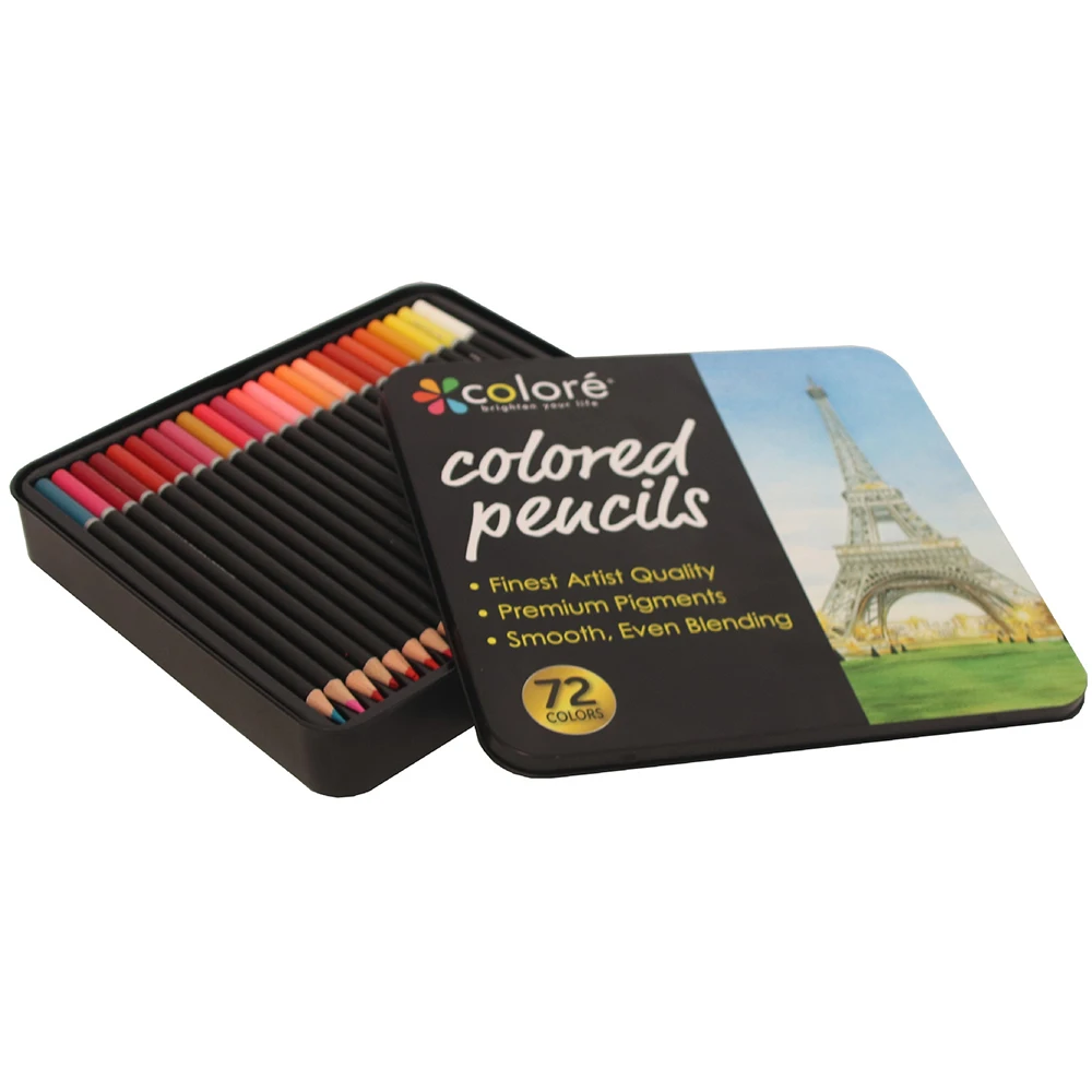 Supplies 72 Colored Pencils Profesional Set for Coloring Books New Improved Premium Artist Soft Series Lead with Vibrant Colors |