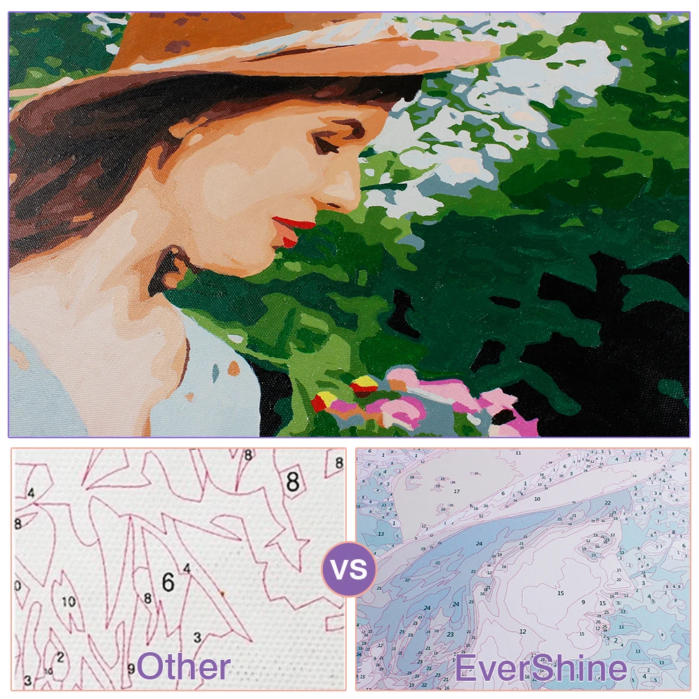 EverShine Painting By Numbers Girl DIY Coloring Hand Painted Kits Drawing Canvas Pictures Figure Home Decor | Дом и сад