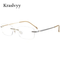 krasivyy 2022 new rimless glasses frame men pure titanium women prescription eyewear frameless oval myopia optical eyeglasses