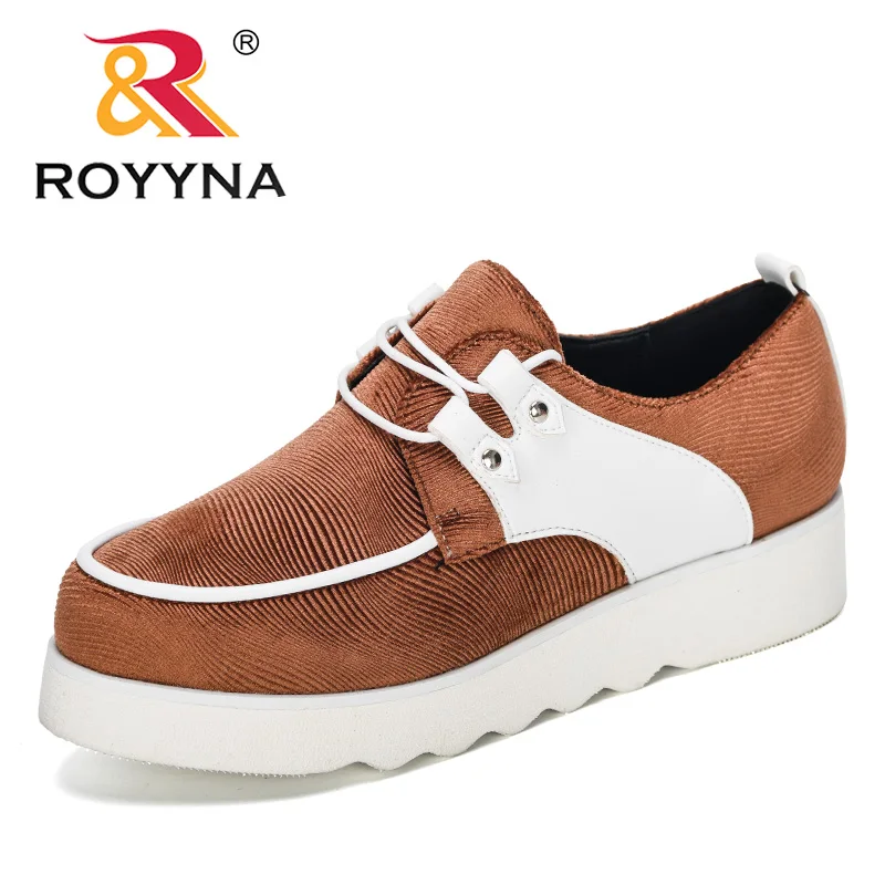 

ROYYNA 2019 новые дизайнерские Популярные Модные осенние женские туфли с круглым носком на плоской подошве со шнуровкой Женская Классическая об...