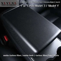 matte carbon fiber back for tesla model 3 center console seat armrest box for tesla mode y protective decoration cover