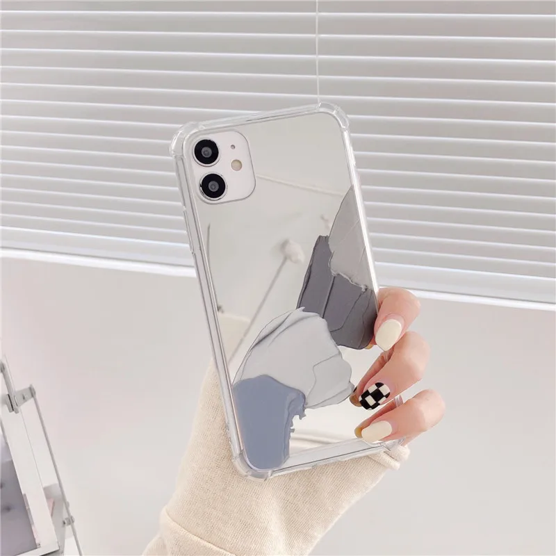 

Gradient Frosty color block Makeup mirror soft Phone Case For iPhone 13 12 11 pro Max XR XS Max X XS 7 8 Plus Back Cover