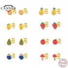 Женские серьги-гвоздики из серебра 925 пробы, с изображением лимона, авокадо, фруктов