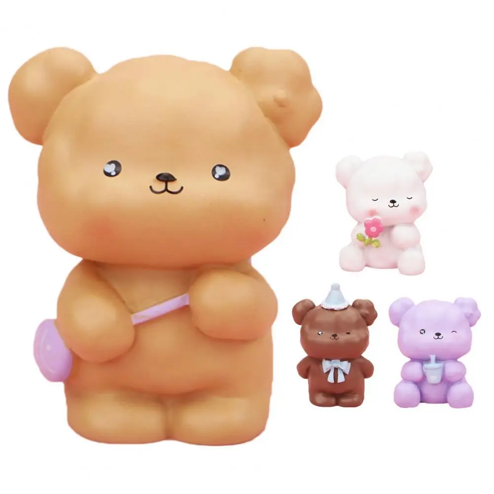 

Miniature Doll Multi-use Cute Bear Shape Resin Birthday Cake Decorative Miniature Display for Decoration