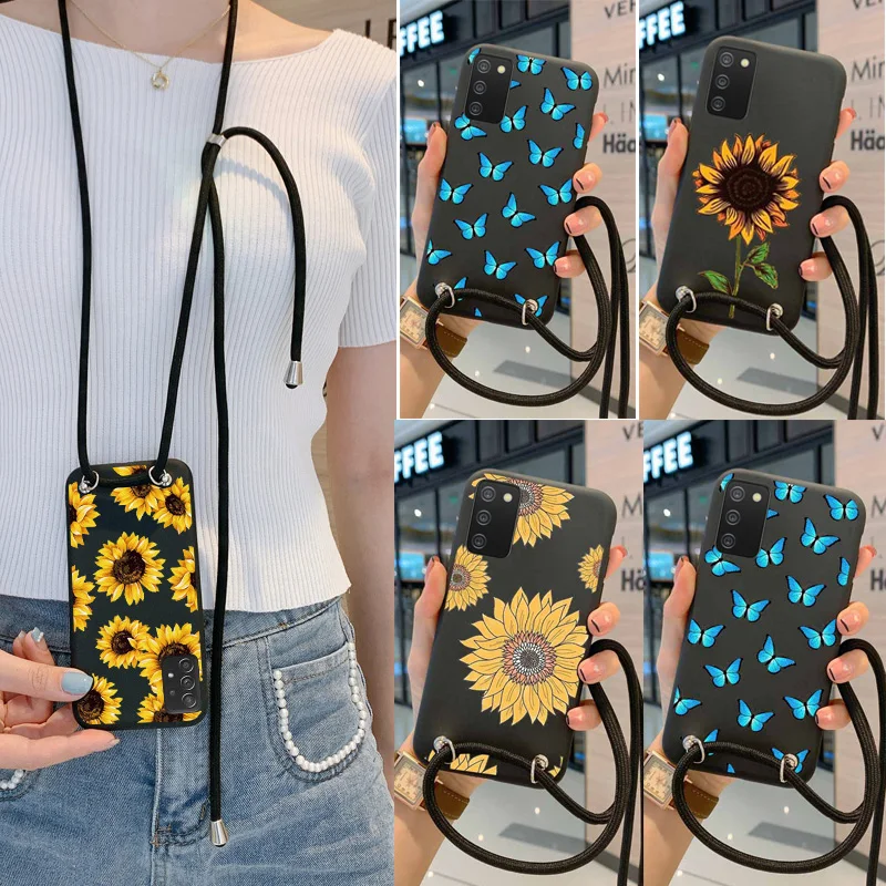 Чехол с ремешком и цепочкой для Samsung Galaxy A72 A32 A50 A30S A02S A03S A40 A52 A51 A10E A20 A12 A22 A71 - купить
