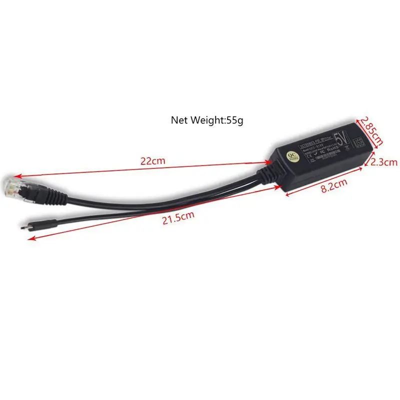 POE блок питания стандартный изолированный сплиттер 48V до 5V2.4A USB интерфейс