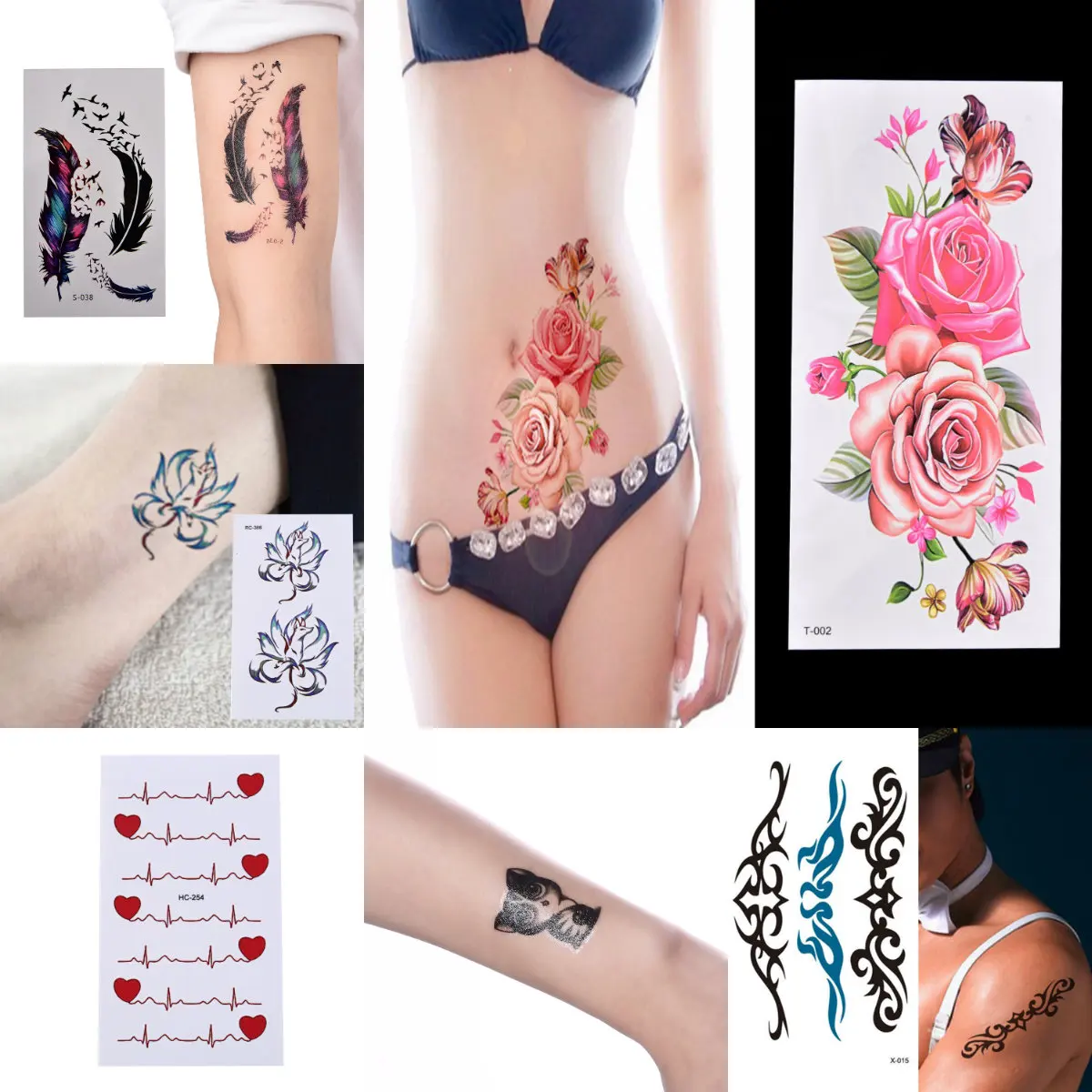 1 шт Макияж Поддельные Временные татуировки наклейки розы цветы татуировка на