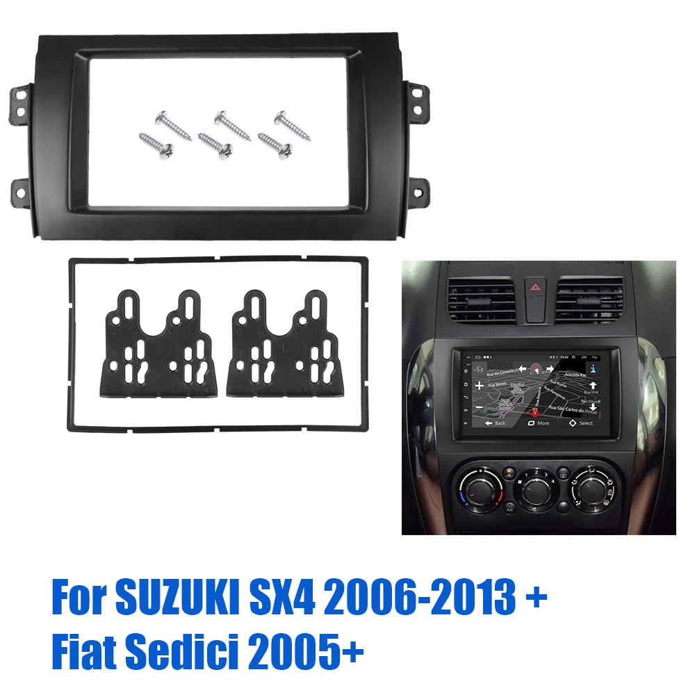 Car Audio Refitting Frame Radio DVD Stereo Panel 2 Din Fascia for Suzuki SX4 2006-2013 Fiat Sedici 2005-2014 Dashboard Bezel