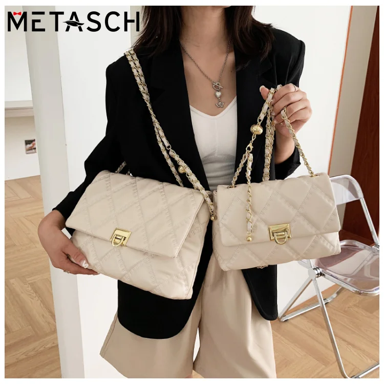 

METASCH 2021 S/S Women Crossbody Bag Knitted Flap Bags For Women 2021 Design Luxury Chain Shoulder Leather Messenger Bags Female
