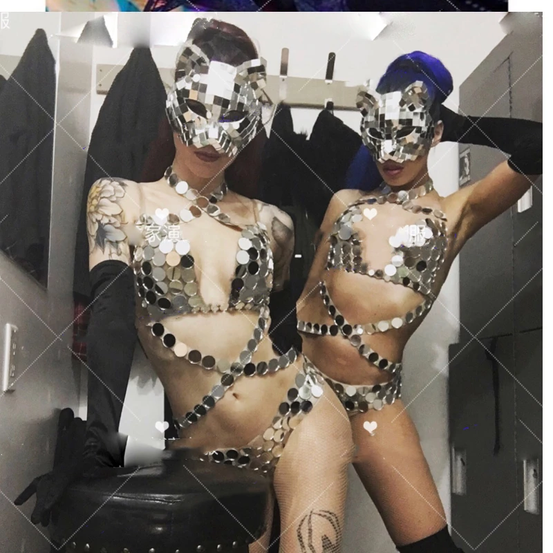 Зеркальный костюм сценическое шоу танцевальные Светоотражающие зеркальные бары
