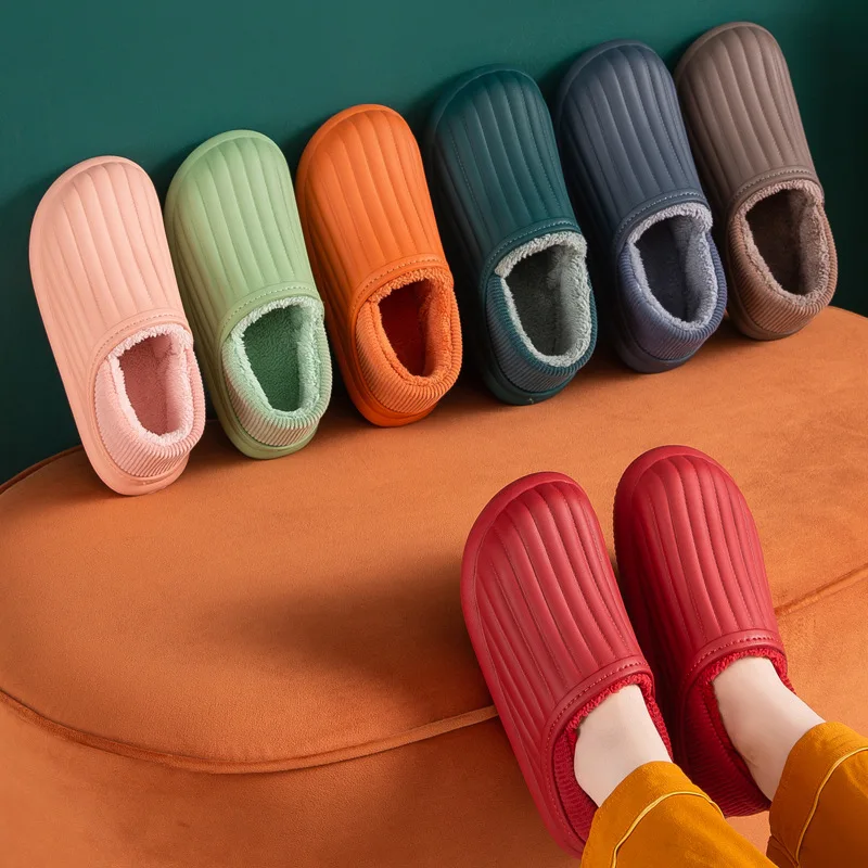 

Winter Women EVA Shoes Furry Comfortable Warm Shoes Waterproof Non-Slip Female Slides Two Wear Cozy Plush Memory Foam Slipper