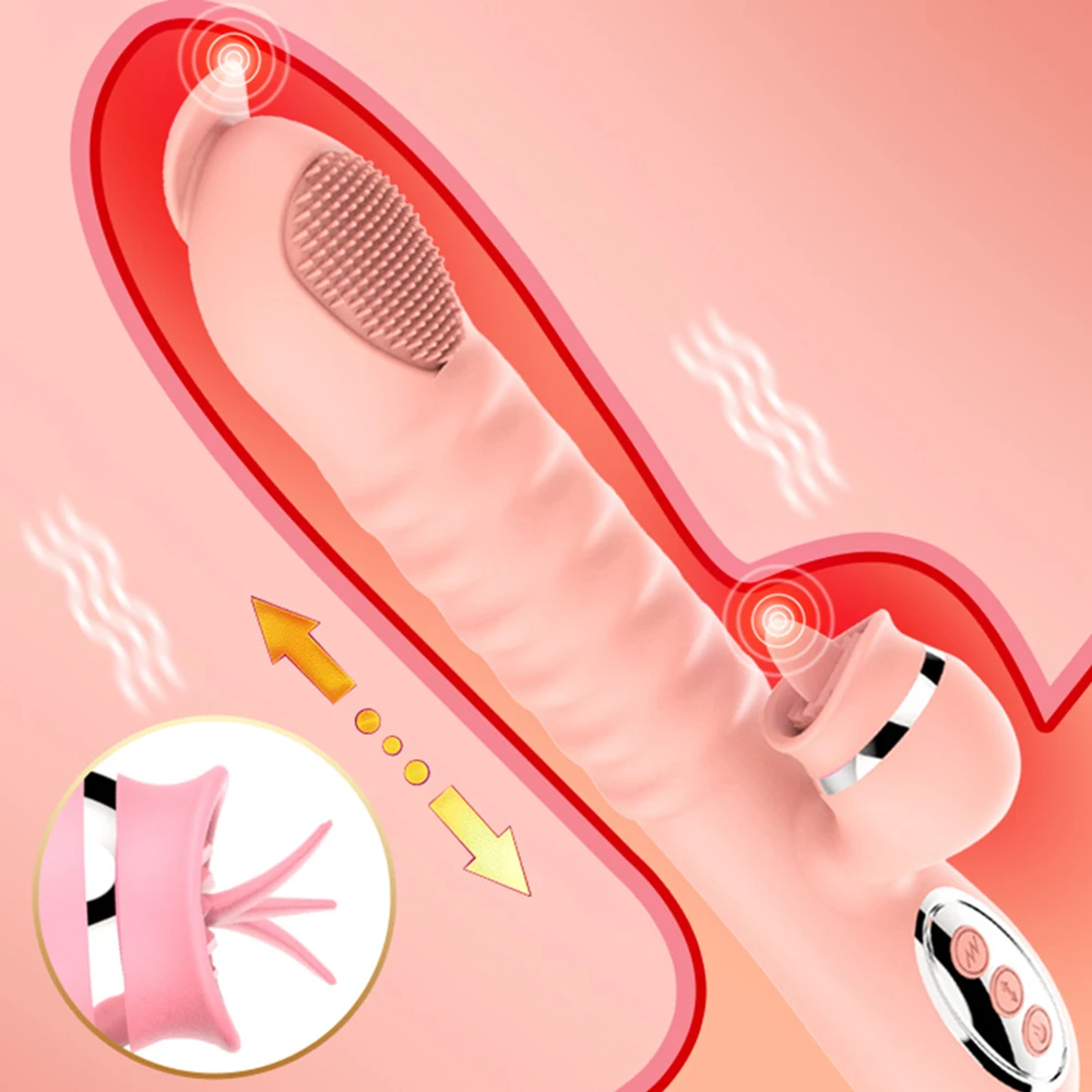 10 frequency Pulse Telescopic Heating Dildo Vibrator Tongue Licking Vagina G Spot Massage Clitoris | Красота и здоровье