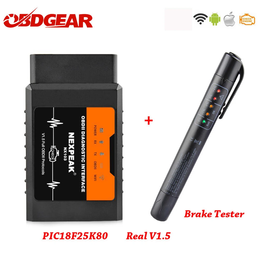 Elm327 V1.5 wifi OBD2 PIC18F25K80 чип-считыватель кода ELM 327 OBDII V1.5 Диагностический Инструмент Дизель/бензин на Android/IOS Автомобильный сканер