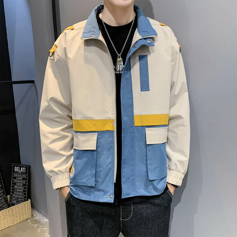 

Brand 2020 New Jacket Men Casual Patchwork Print Windbreaker Jacket Men Spring Autumn Fashion Hip Hop Coat Streetwear DS43