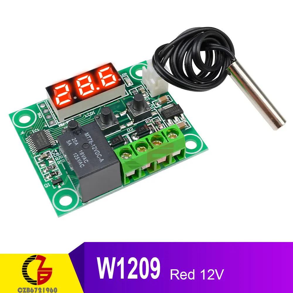 W1209 Red 12 В 24 в 110 В 220 В цифровой термостат регулятор температуры Регулятор терморегулятор инкубатор подпольный Датчик нагрева метр - Цвет: W1209 Red