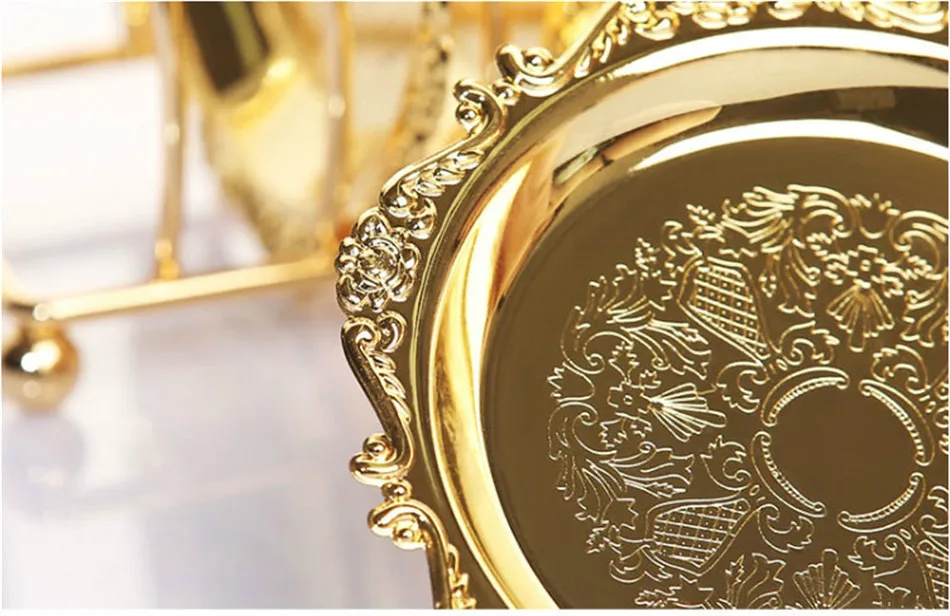 

6pc Classical Golden Cocktail Metal Coaster Continental Vintage Zinc Alloy Silver Plated Gold Plated Mat placemat
