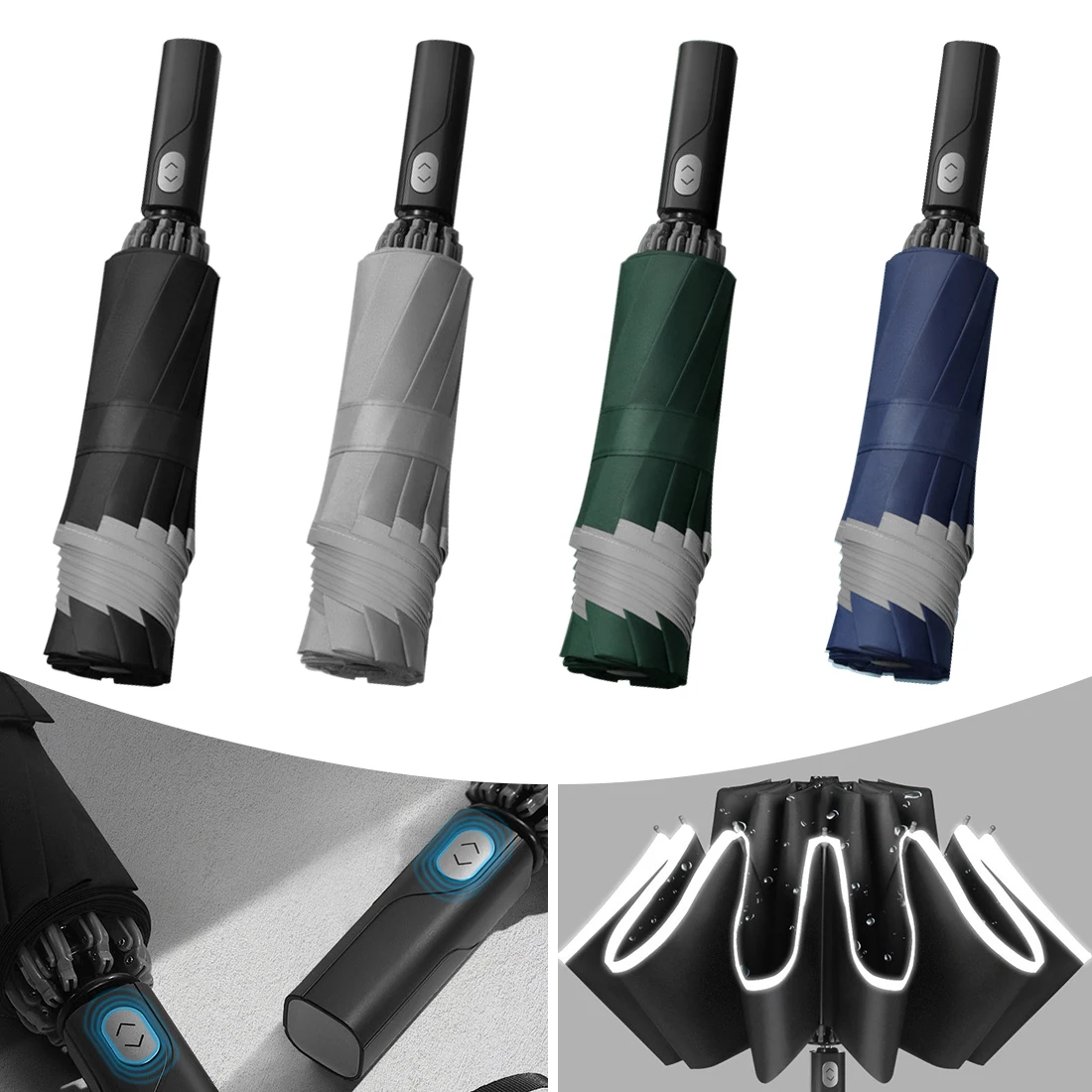 Автоматический складной зонт-тройка с защитой от дождя для мужчин и женщин 10