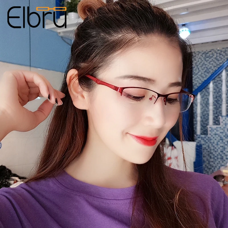 Elbru TR90, металлическая полуоправа, очки для чтения, женские, элегантные, весенние, ноги, дальнозоркость, очки по рецепту+ 1,0+ 1,5+ 2,0+ 4,0