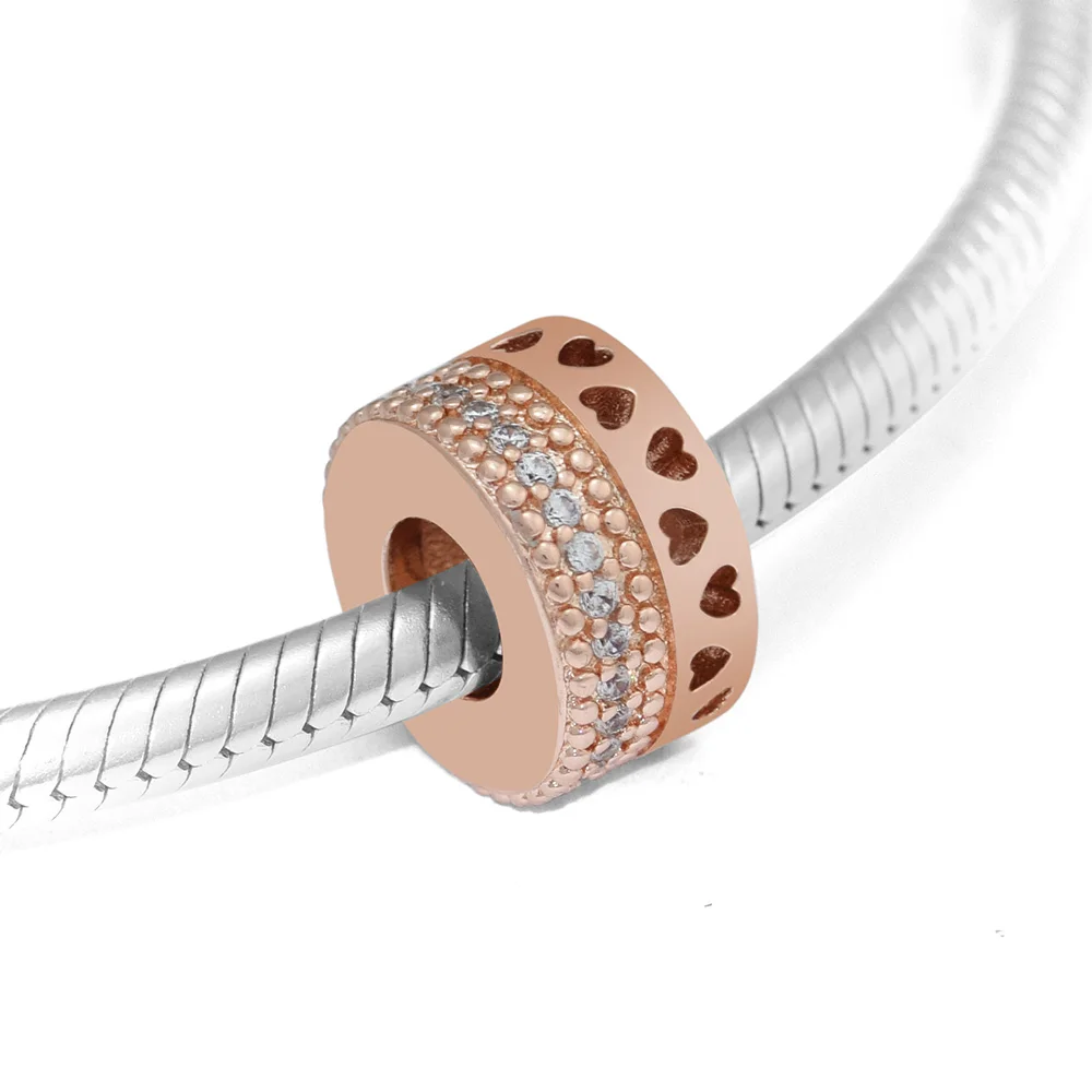 

Подходит для браслетов Pandora с подвесками 100% _-серебряные ювелирные изделия с подписью в виде сердечек розы, бесплатная доставка