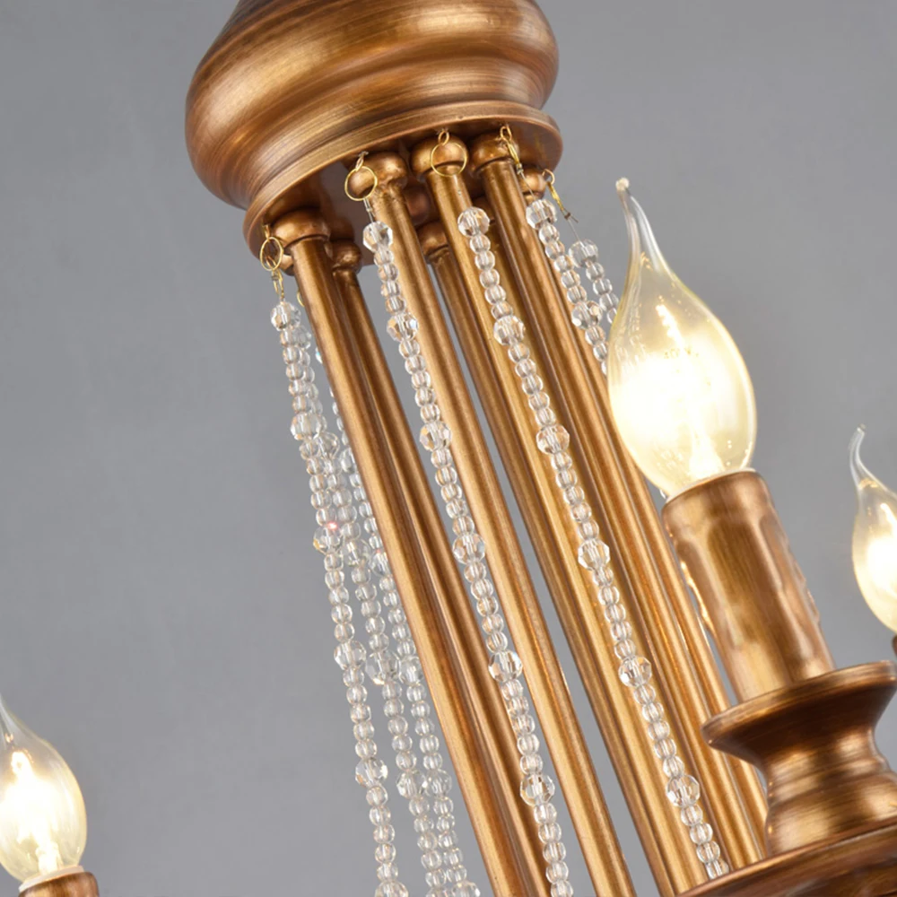 Современный винтажный дизайн Хрустальная E14 старинная Золотая светодиодная