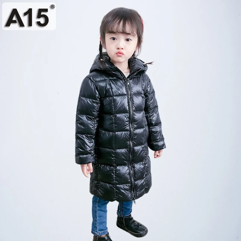 A15/Одежда для девочек длинная пуховая одежда зимняя куртка мальчиков детские