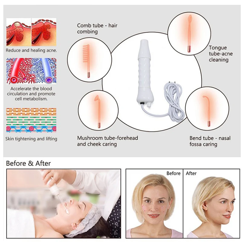 

High Frequency Beauty Skin Care Facial Spa Salon acne Cosmetic instrument Massage Relaxation ozone electrotherapy comb face care