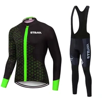 2021 strava autumn long sleeve cycling jersey set bib pants ropa ciclismo bicycle clothing mtb bike jersey uniform mens clothes