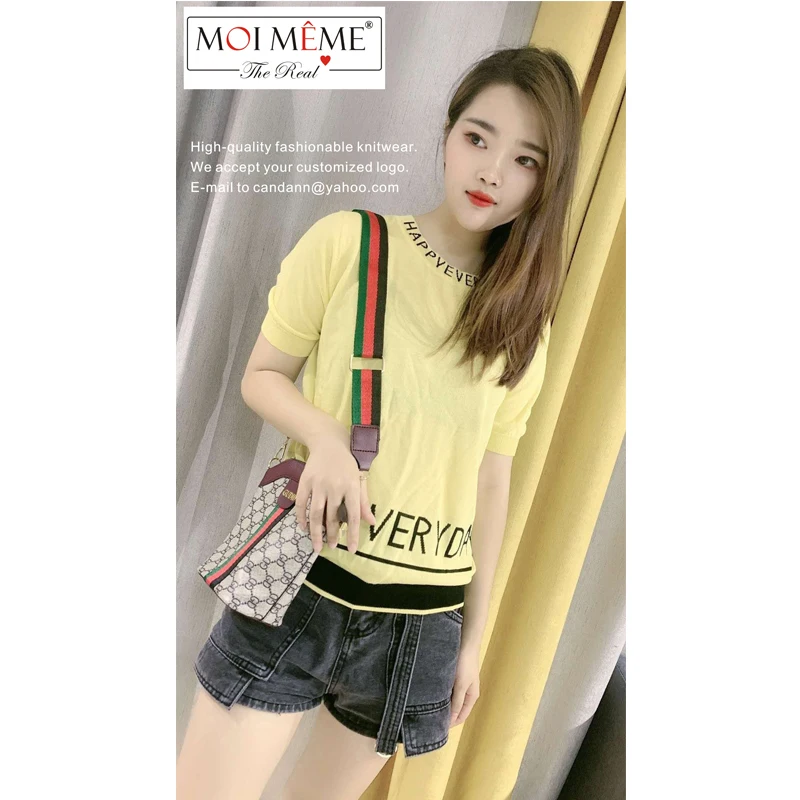 

2021New style for women famous designer fashion knitwear college students youth version women's short-sleeved O-Neck knitwear