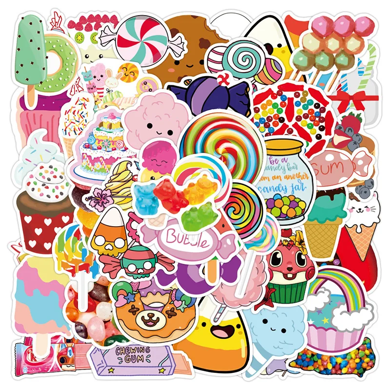50 шт./компл. красочные наклейки в виде конфет Kawaii с рисунком из мультфильма для