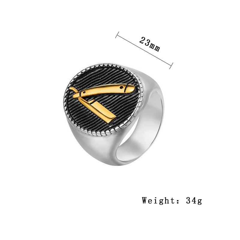 Тяжелый сахара Парикмахерская Ножи кольцо Для мужчин золото/серебристого цвета