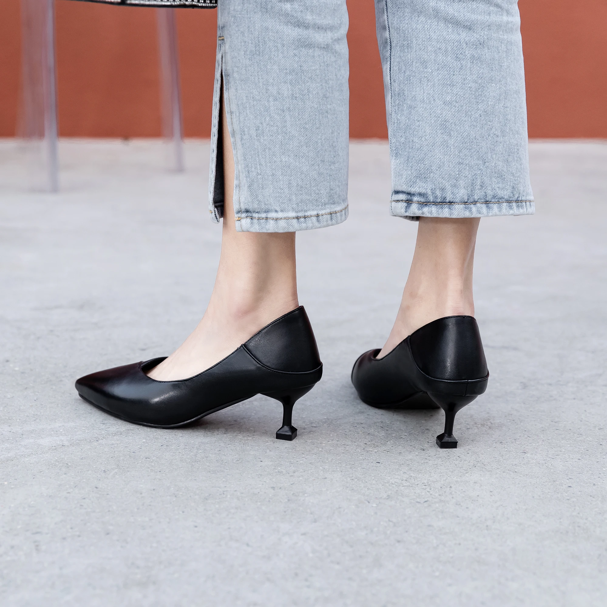 PQECFS big size 30-43 high quality spring &amp autumn fashion solid women pointed toe thin heels pumps 2 colors | Обувь