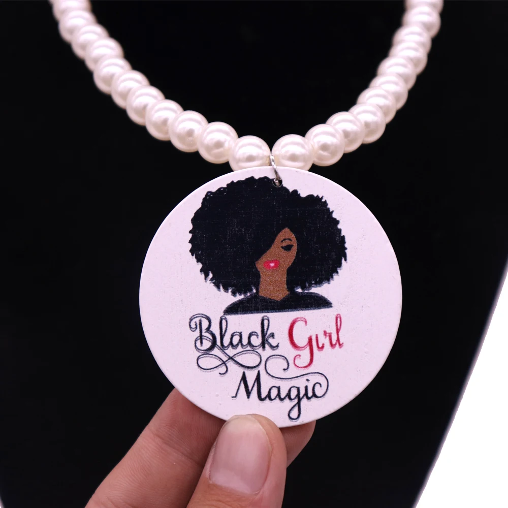 Abadon модные на заказ черные с волшебным принтом Натуральный Деревянный жемчуг