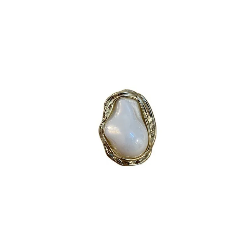 

LOVOACC Oversize Imitation Baroque Pearl Rings Adjustable Irregular Oval Charm Rings Exaggerated Steampunk Rings Women Jewelry
