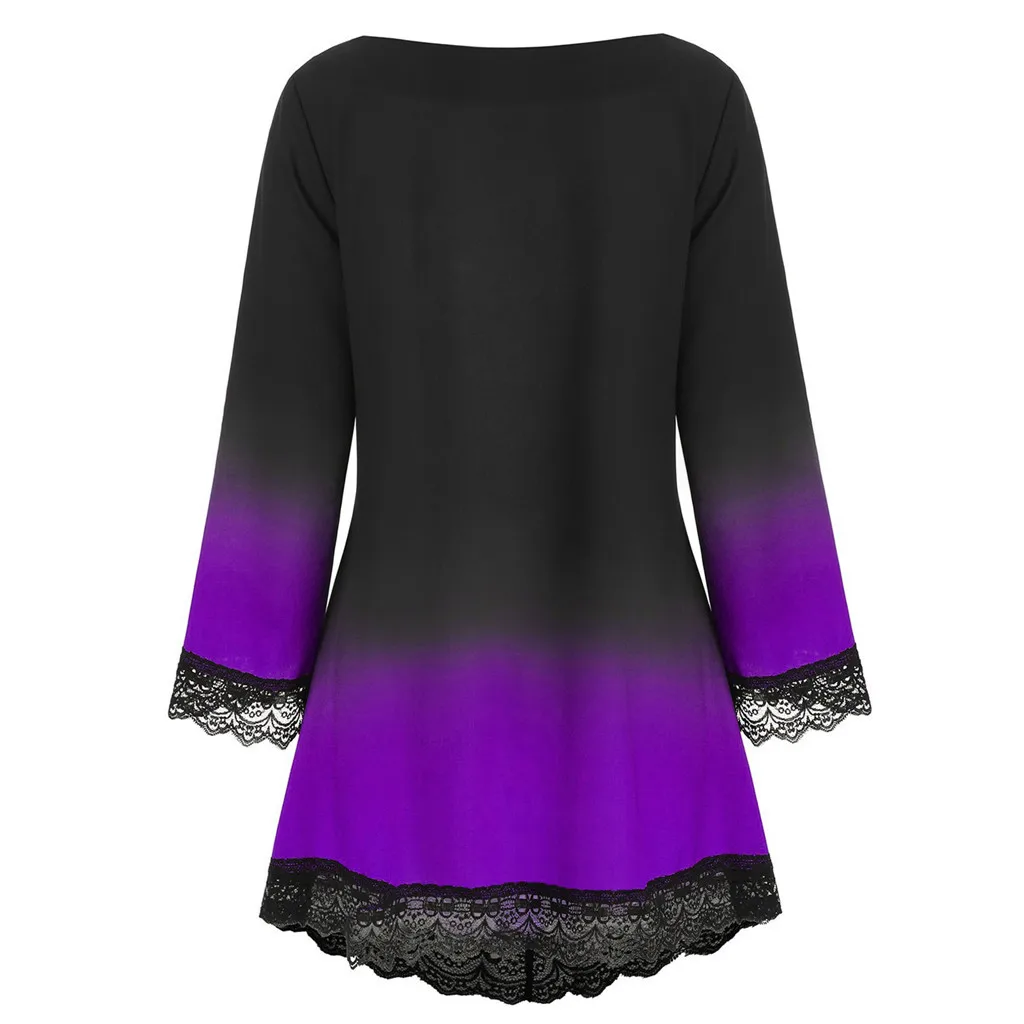 

Casual Autumn Shirts Women 2020 New Floral Print Shirt Loose V-neck Long Sleeve Scalloped Lace Plus Size Blouse Tops