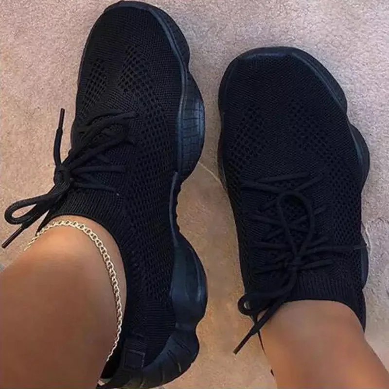 

Fashion Mesh Women Sneaker Summer Breathable Cross Tie Platform Round Toe Casual Fashion Sport Lace Up Shoes Zapatos De Mujer