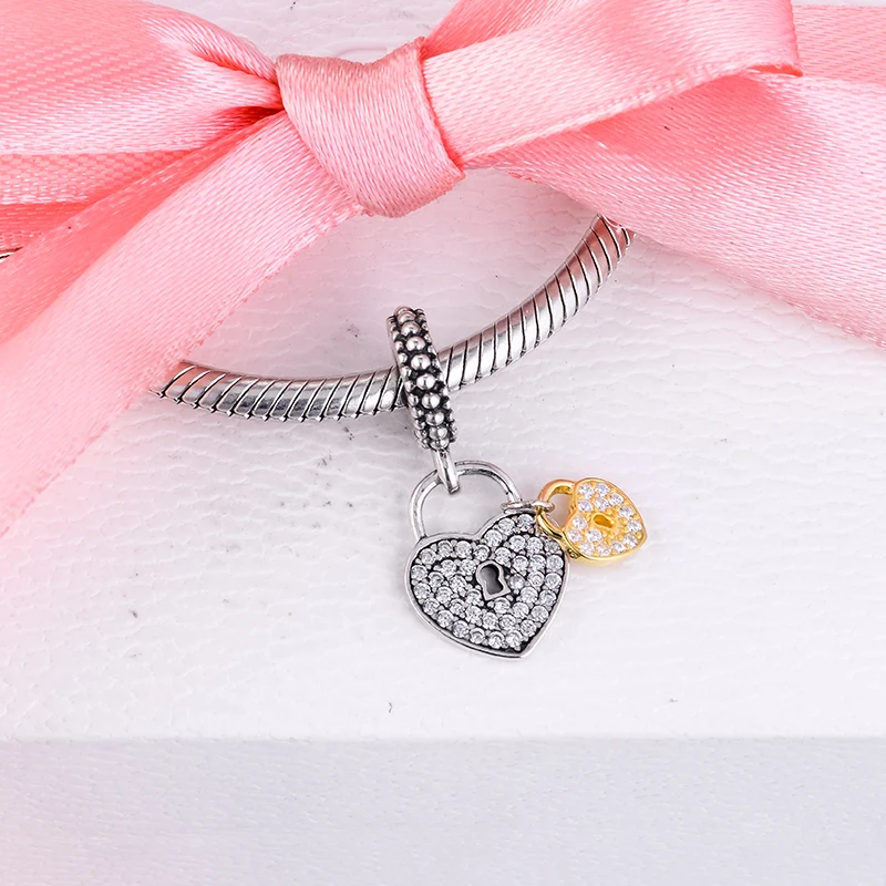 Подходит для Пандора Подвески Браслеты Любовь бусины-замочки 100% 925 пробы