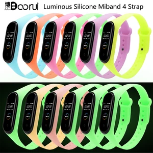 Светящиеся ремешки BOORUI для Mi band 3 4 5 6, сменные Ремешки для наручных часов mi4, ночник, аксессуары для смарт-браслета Xiaomi miband 3 4 5 6