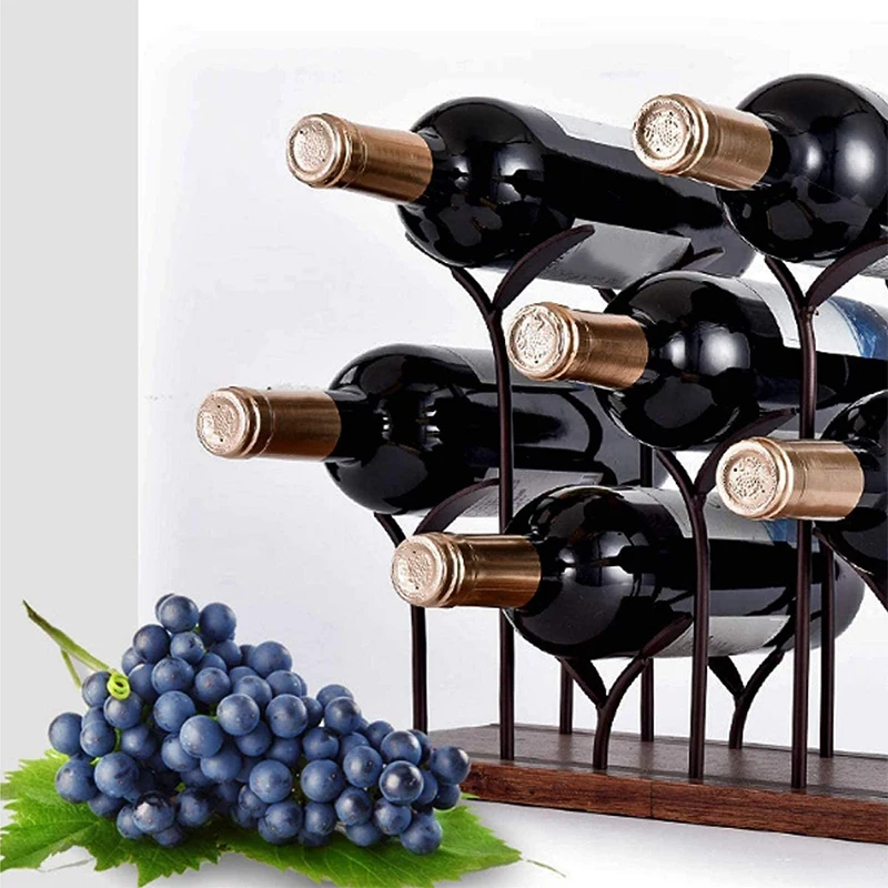 

Countertop Bottle Rack, Tabletop Wood Bottle Holder, Hold 6 Bottles, Perfect for Home Decor Kitchen Storage Rack