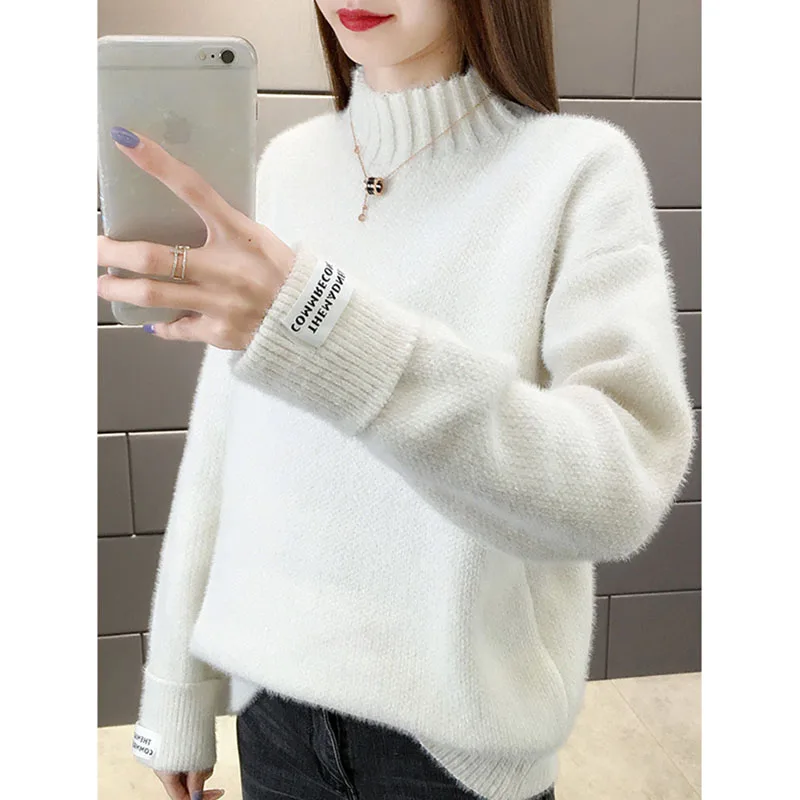 Теплый вязаный свитер для женщин на осень и зиму 2020 Женская водолазка с длинным