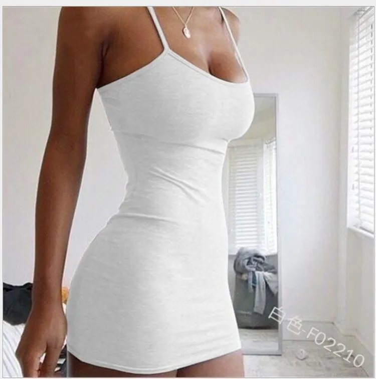 

2020 spring and summer new dress European and American nightclub halter neck sexy solid color tight-fitting hip skirt women
