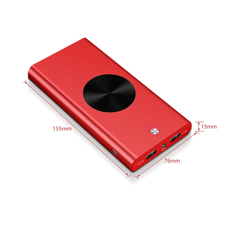 10000 мАч Qi Беспроводной Зарядное устройство Мощность банк Портативный внешний