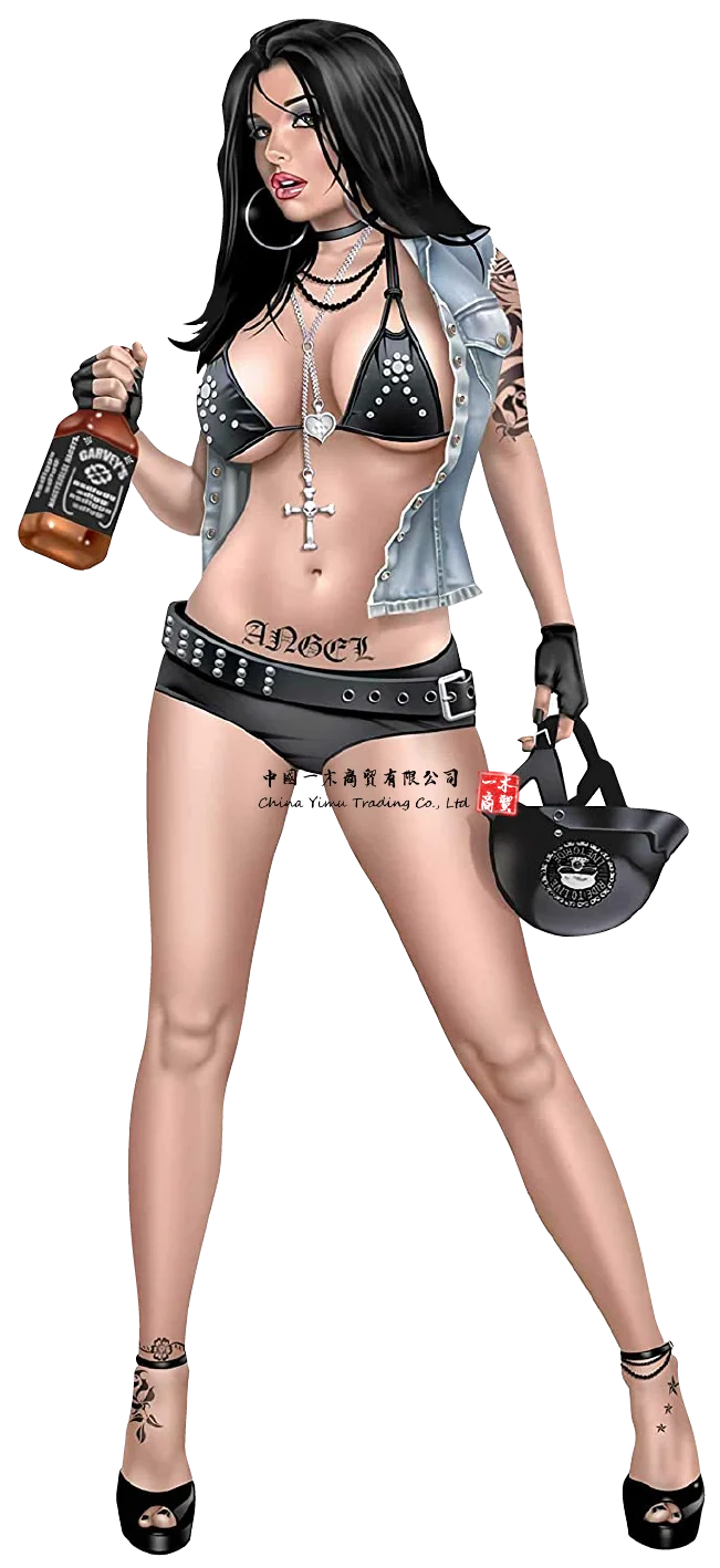 

Pinup Sticker Born to be Ride Car Sticker Approx Sexy Girls Retro Motorcycle Moped Truck Camper Rocker Rock 'n' Roll Leather