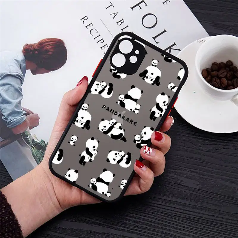 

Cute Cartoon panda Phone Cases matte transparent For black iPhone 7 8 x xs xr 11 12 pro plus max mini Clear Funda