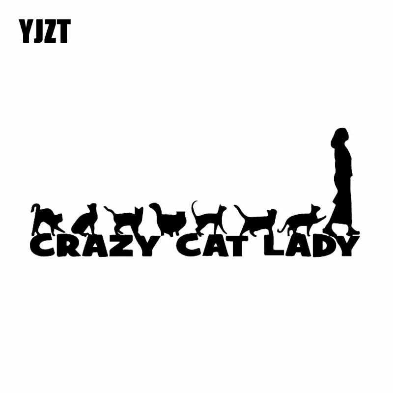 YJZT 18.6X7.4CM автомобиля Стикеры Crazy Cat Леди прямо перед смешной милый мягкий чехол для