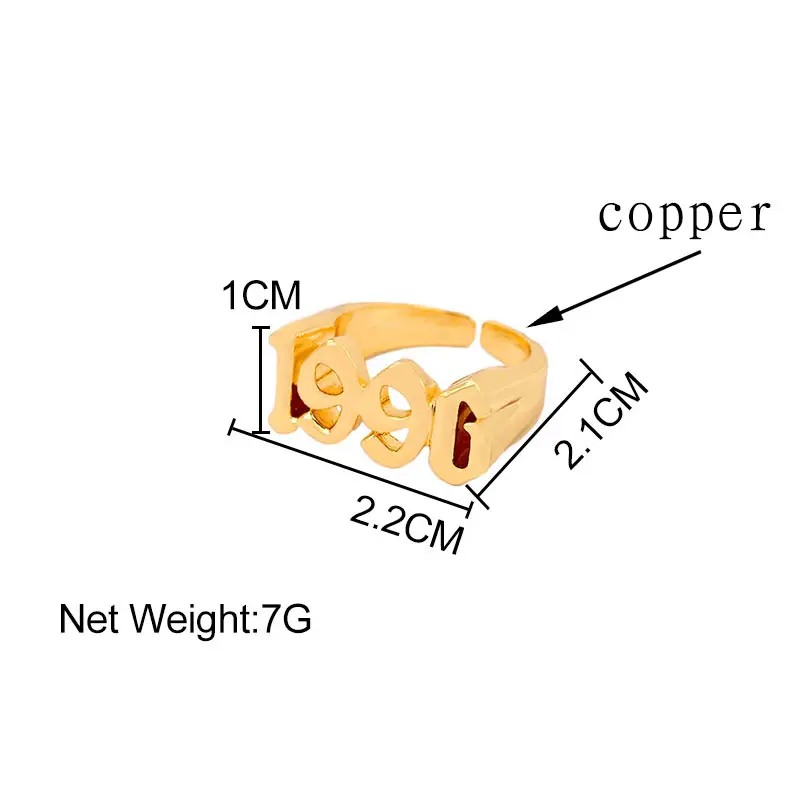 

Gold Color 1991-2005 Birth Year Number Rings For Women Adjustable Minimalism Old English Rings Wedding Jewelry Bague Femme