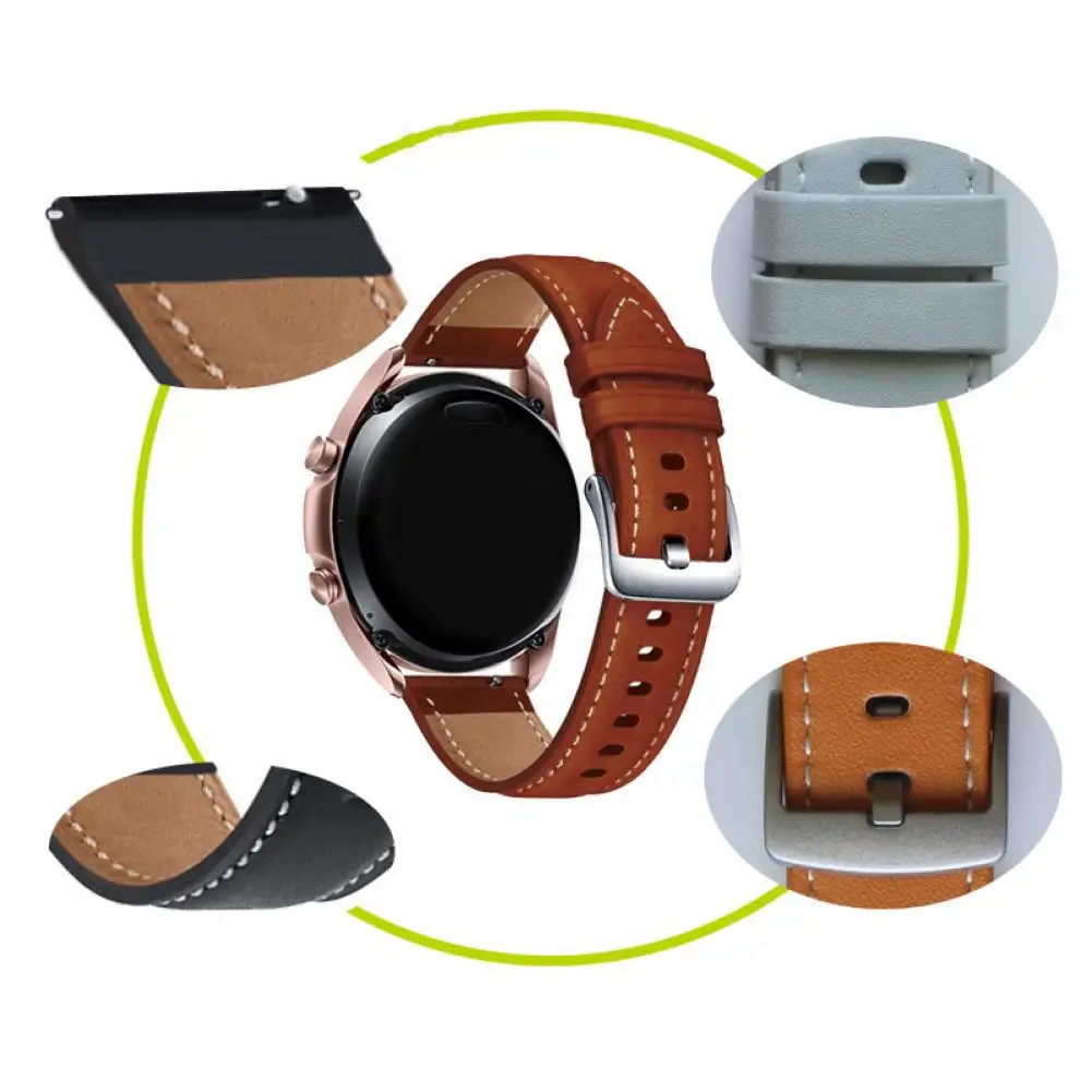 

22mm Strap For Samsung Galaxy S3 Gear S4-46mm Sport Genuine Leather Bracelet For Huawei watch GT 2 Wacth2 Amazfit GTR 47mm