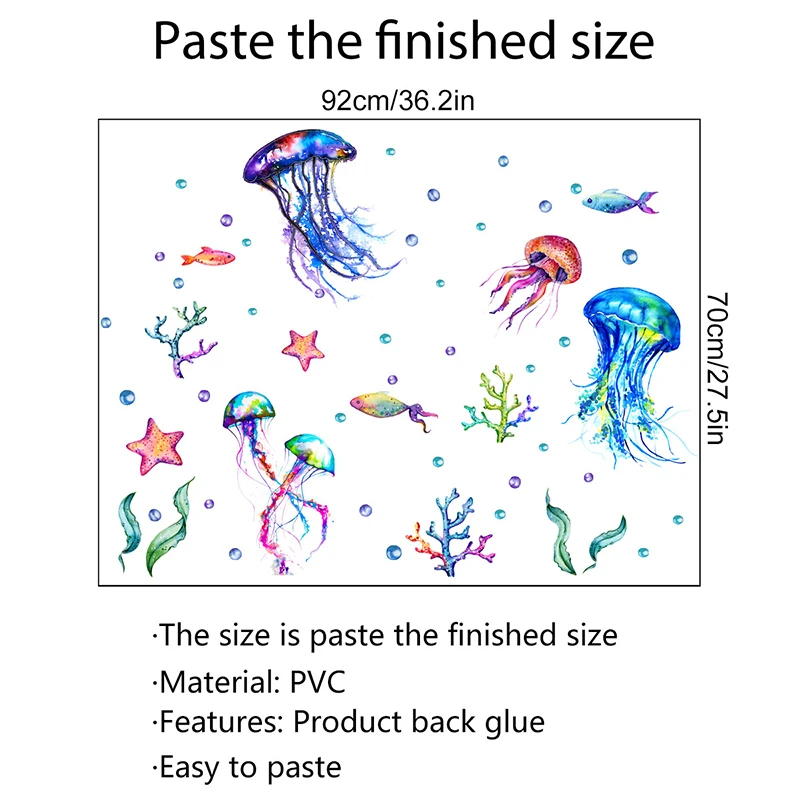 

New Window Door Sticker Wallpaper Wall Poster Wall Stickers Children's Room Decoration Nursery Stickers Starry Sky Jellyfish